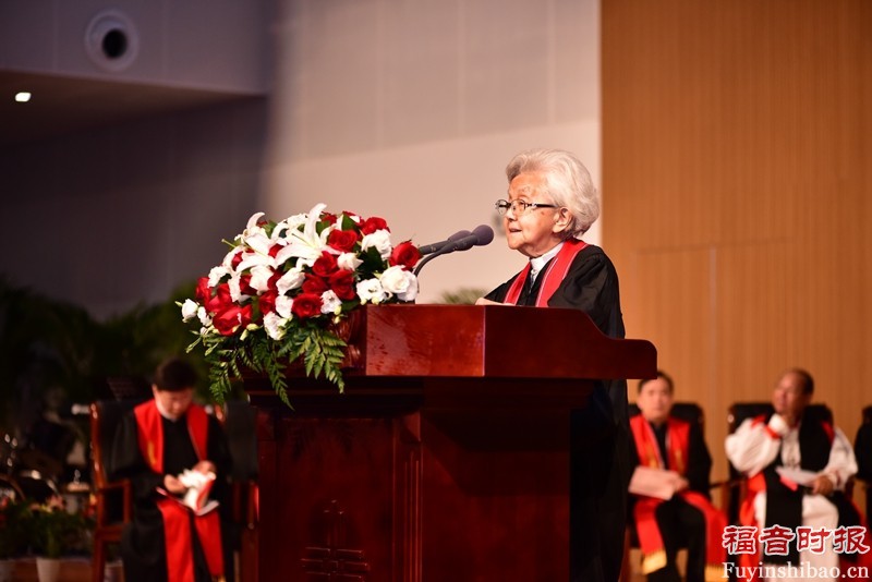 Rev. Cao Shengjie, former president of the China Christian Council, giving an exhortation during the event.