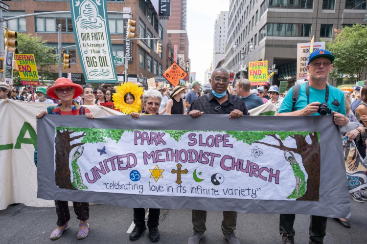 New York City, September 17, 2023 Christians and other people of faith worldwide joined tens of thousands in the March to End Fossil Fuels in New York City on September 17, 2023. 