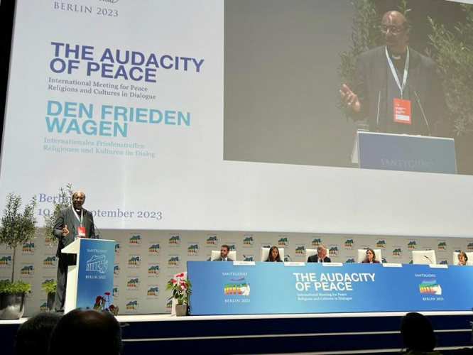 World Council of Churches general secretary Rev. Prof. Dr Jerry Pillay shared reflections during a “People of Peace” gathering in Berlin, from September 10-12, 2023.